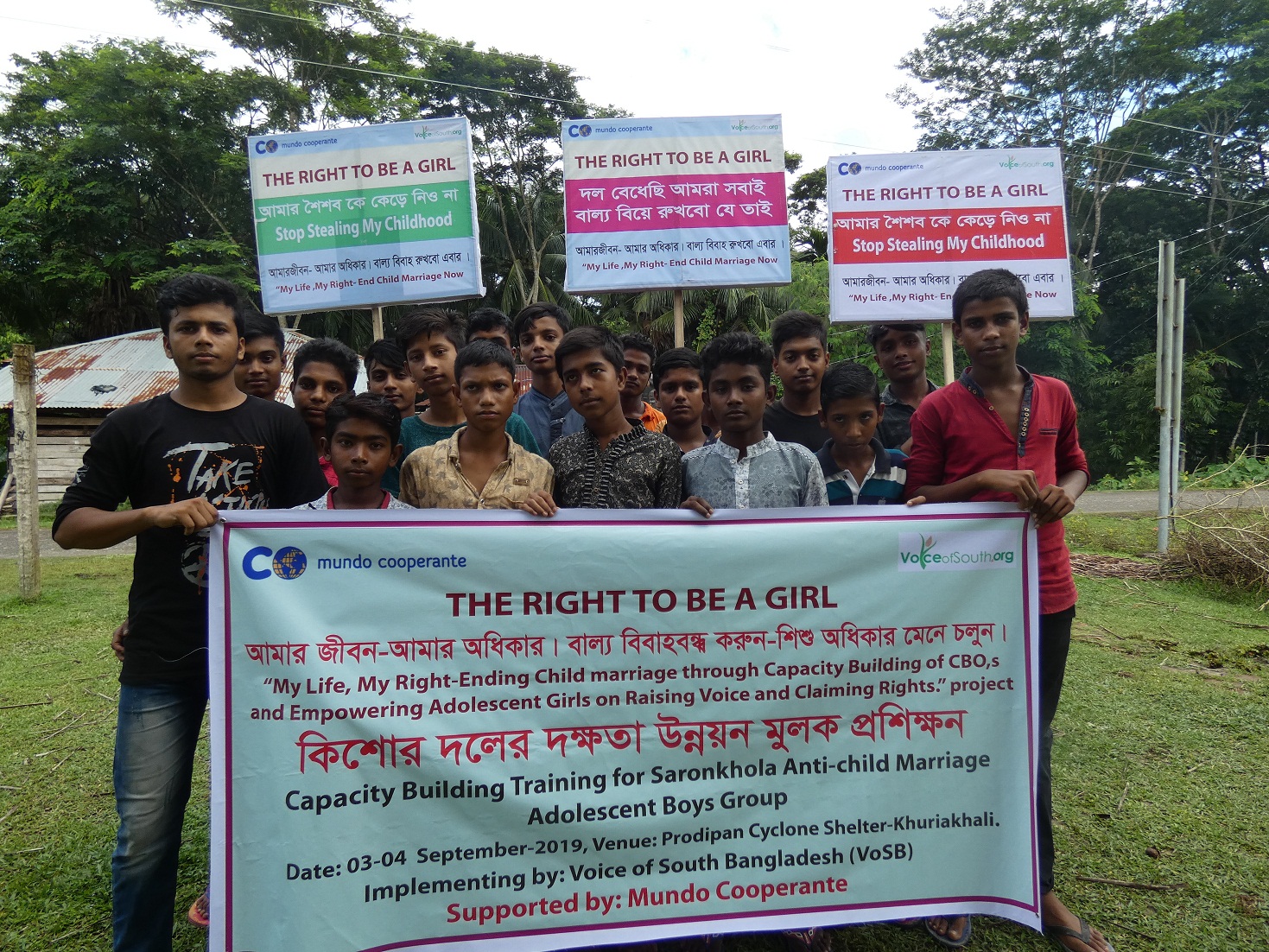 Campaign against child marriage by adolescent boys-Saronkhola bazar.